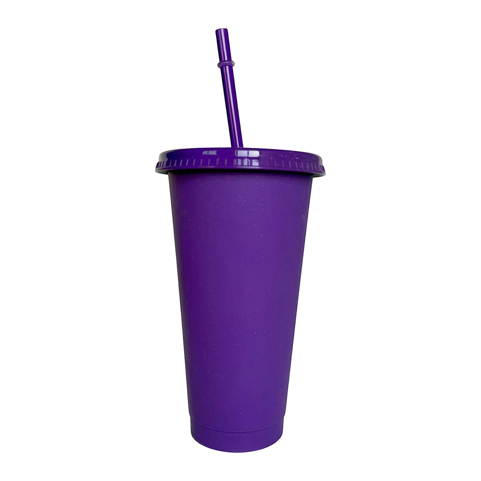 

Large Capacity 710ml Plastic Straw Cup Colorful Glitter Cup PP Material Single Layer Milk Tea Cold Drink Cup One Size фіолетовий