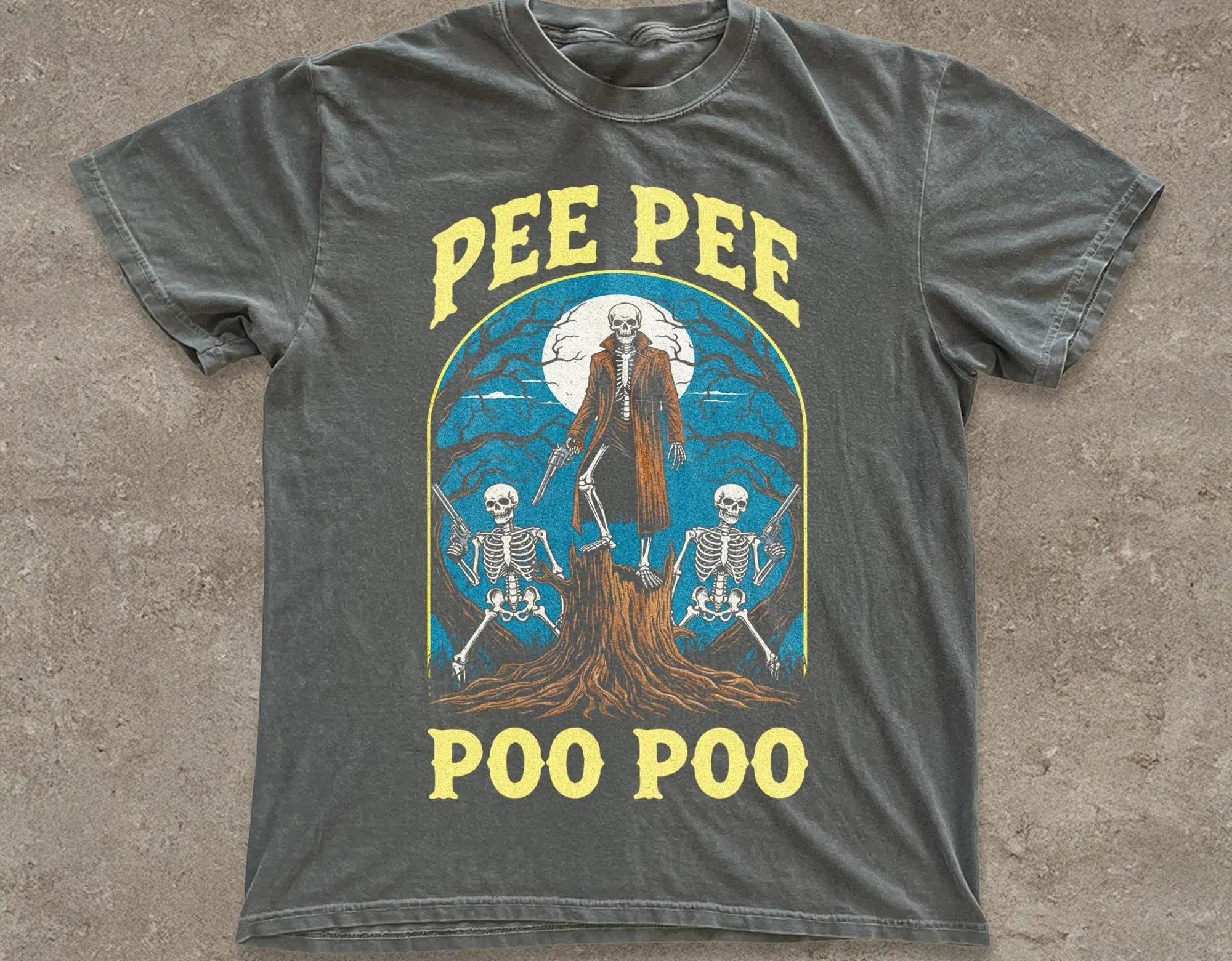 Cursed Meme Shirt Pee Pee Poo Poo Tshirt Funny Skeleton Graphic Tee For Unisex Unisex Weirdcore Gen Z Top Spooky Sarcastic Gift 2XL