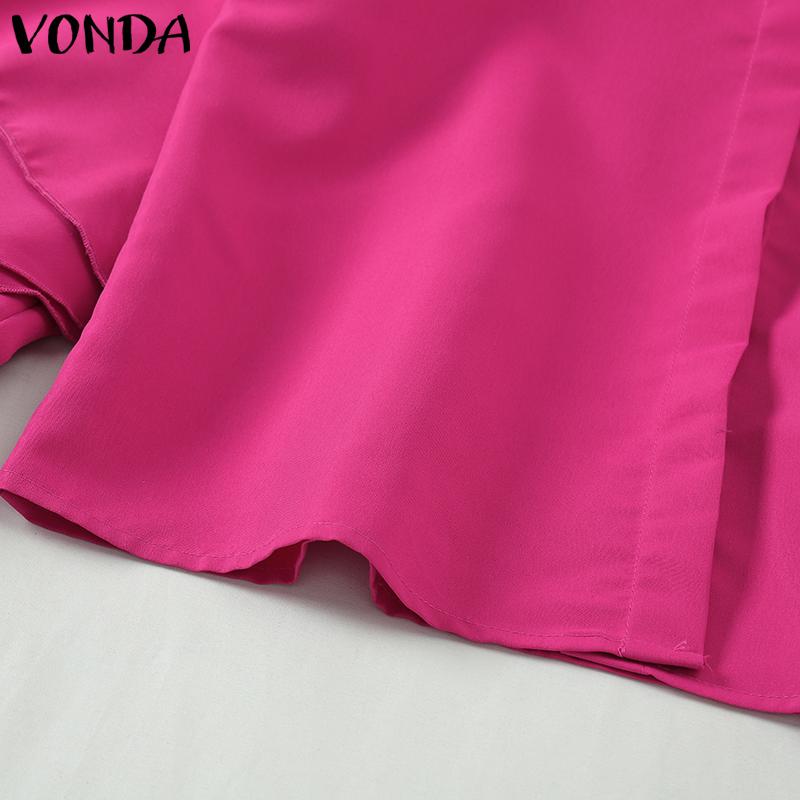VONDA Женские винтажные блузки с длинным рукавом и воротником-стойкой