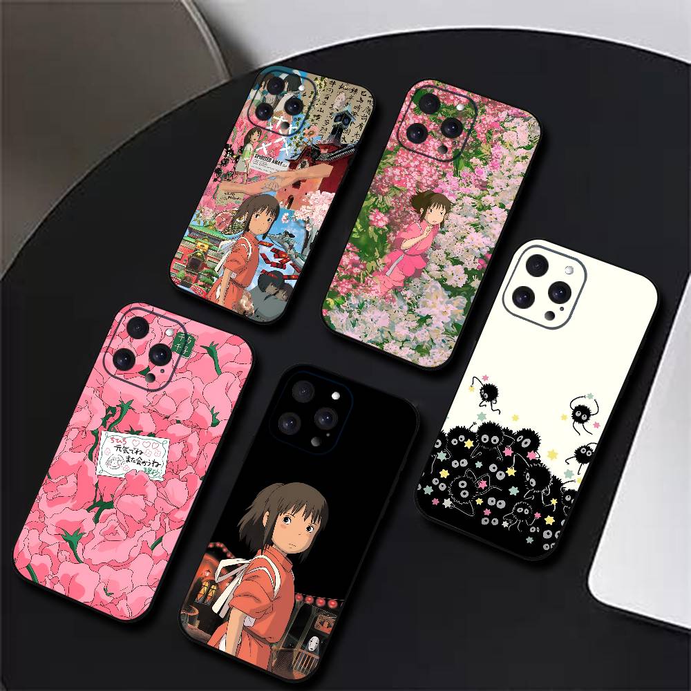 Anime S-spirited A-away Phone Case Black Silicone Soft Shell For IPhone 17 16 15 14 13 12 11 Air Pro Max Plus Hot Sale