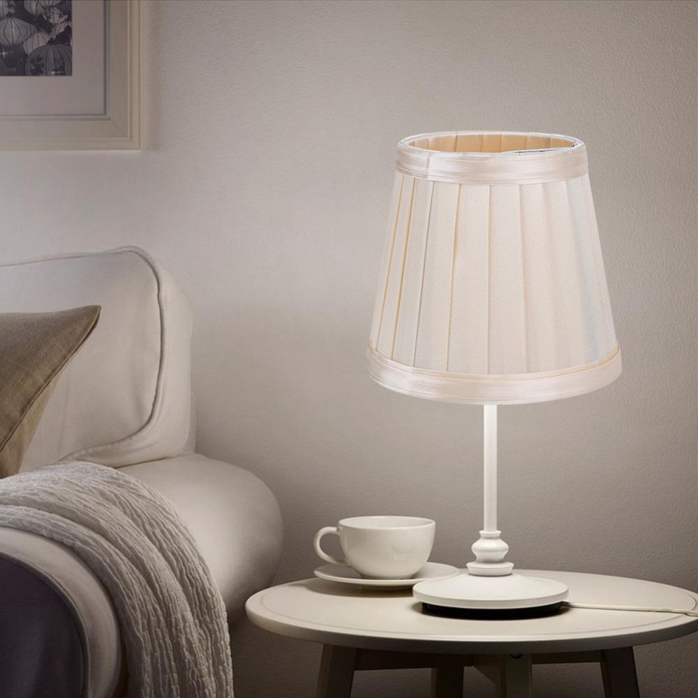 

6PCS Clip On Small Replacement Lamp Covers Fabric Drum Lamp Shade Pleated Lamp Shade Table Lamp бежевий