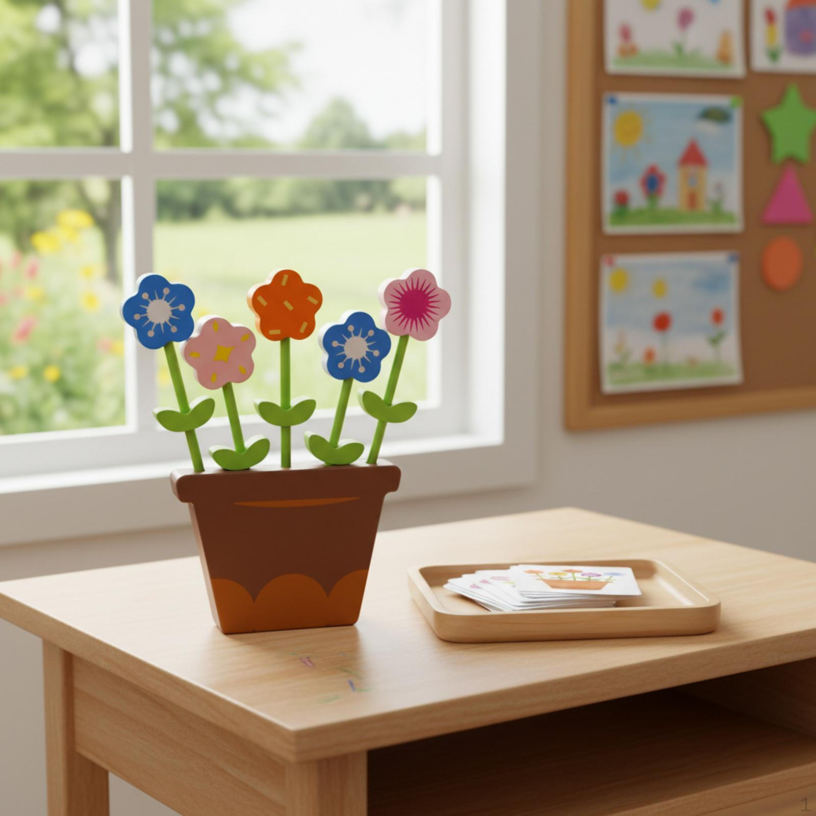 Toddler Matching Learning Toys Flower Wood Blocks Building Interactive Development Educational Toy