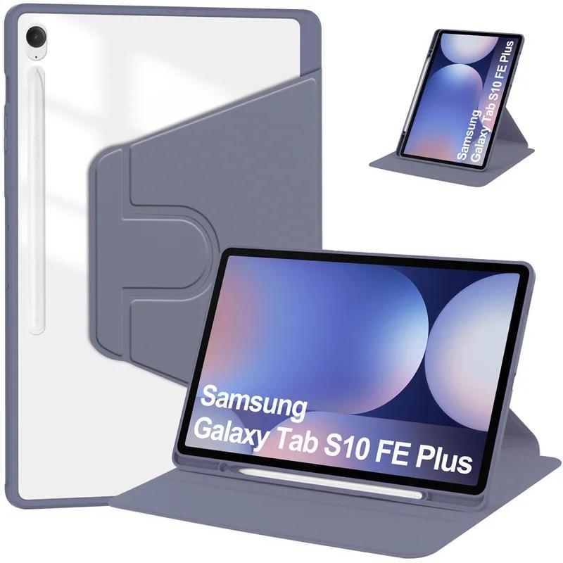 Für Samsung Tab S10 FE Plus 13.1 S6 Lite A8 A9+ S9 FE S7 FE S8 Plus 12,4 Zoll Acryl mit Stifthalter Hülle 360 Grad Drehhülle