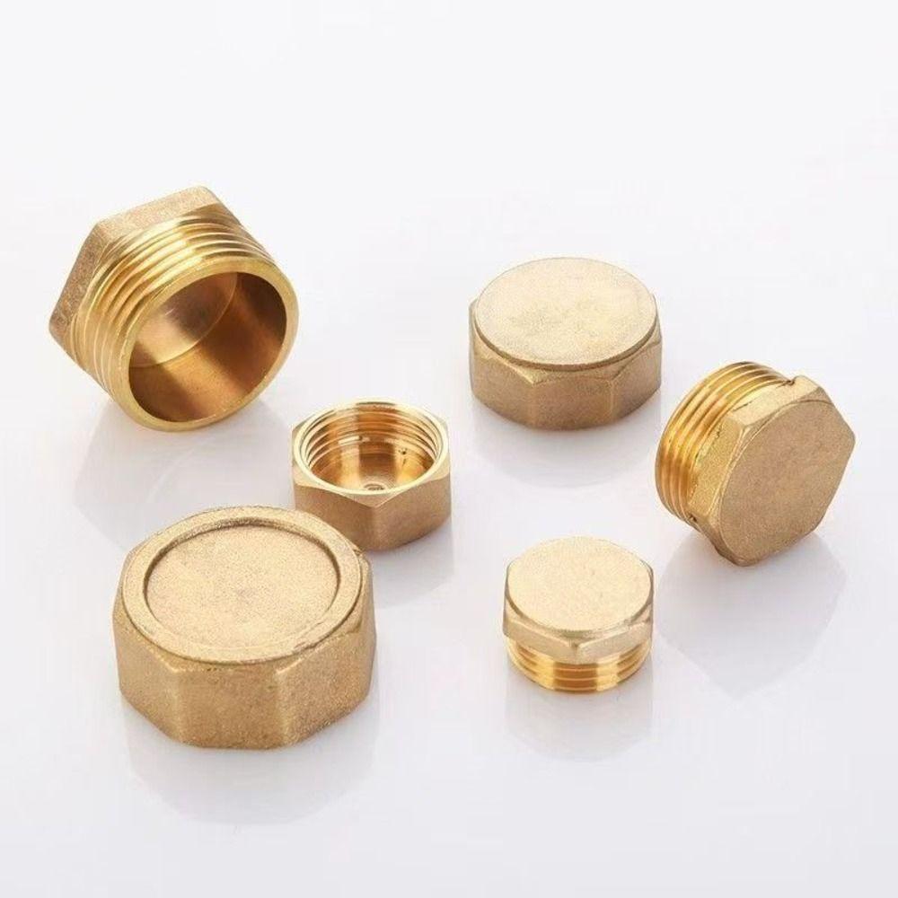 Brass Threaded Pipe Plug Threaded Hex Head Blind Stopper Pressure Resistant Corrosion Resistant Pipe Connector Plumbing Fitting