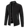 Homens outono inverno casaco gola de malha cor sólida grosso cardigan elástico mangas compridas fechamento com zíper macio masculino camisola jaqueta