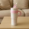1200ml Thermos Water Bottle Stainless Steel Drinking Straw Cup Kawaii Thermos Cup  Travel
