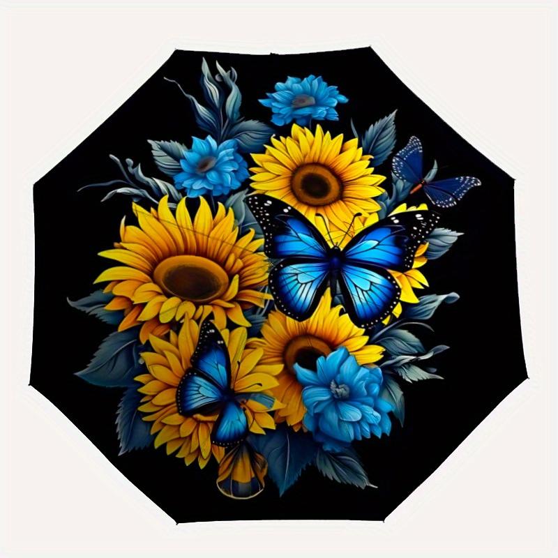 

1pc Sunflower Bouquet Automatic Open/close Folding Umbrella, Compact Portable Travel Umbrella, Perfect Birthday/Christmas, Cute Umbrella, Du