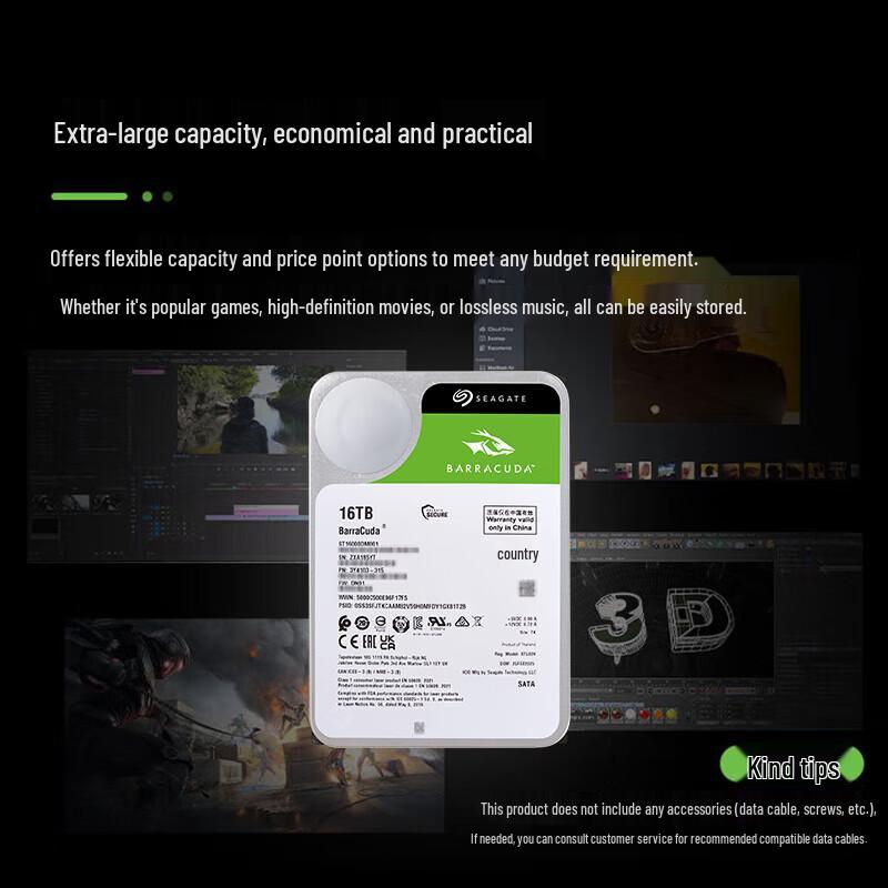 Seagate BarraCuda 16TB 3.5-inch Desktop Hard Drive