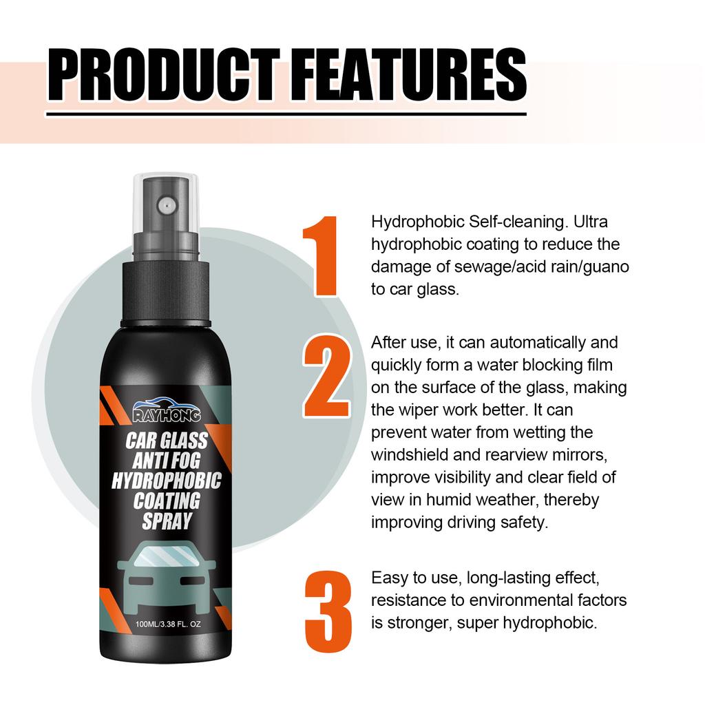 100ml Anti-Rain for Car Glass Water Repellent Spray Windshield Mask Hydrophobic Anti-fogging Agent Protection Coating Auto Clean