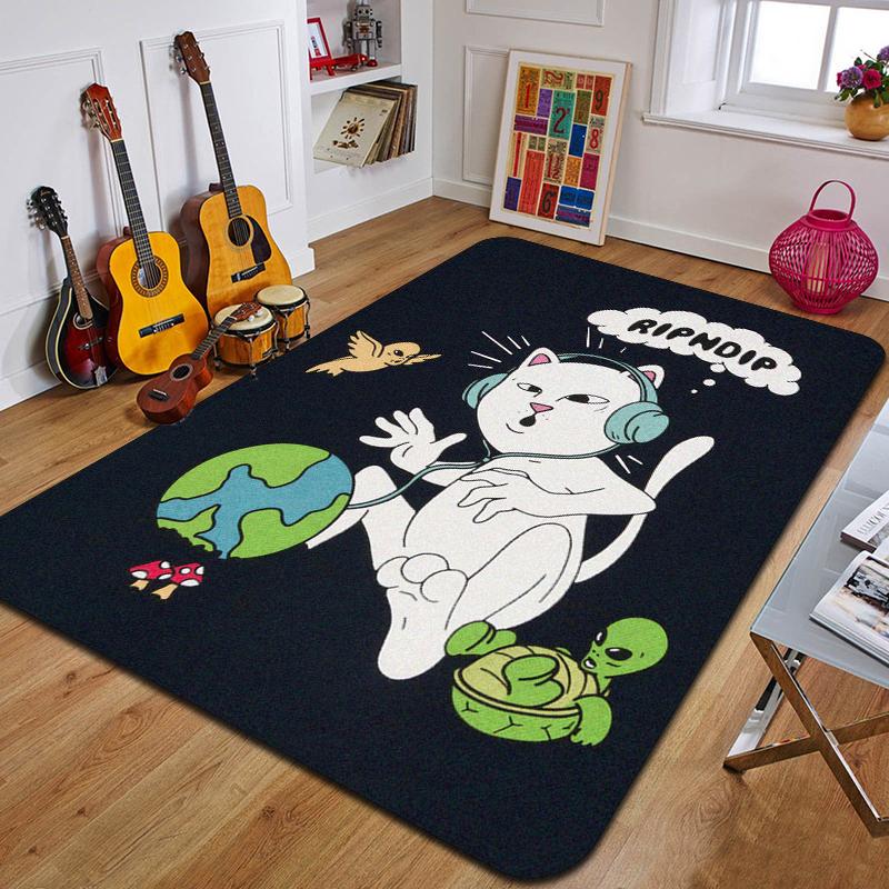 C-Niedliche Katze Bedruckter Teppich Mode Yogamatte Rutschfester Teppich Schlafzimmerdekoration Außenteppich Schlafzimmer Geburtstagsgeschenk