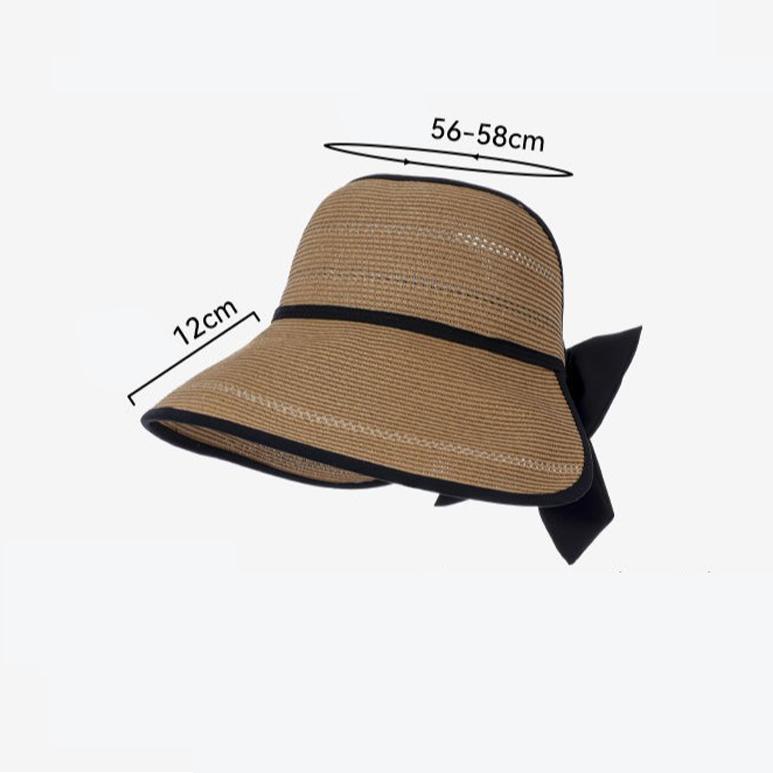 Summer Straw Sun Hat Women's Outdoor Big Eave Hare Hat Foldable Beach Sun Hat