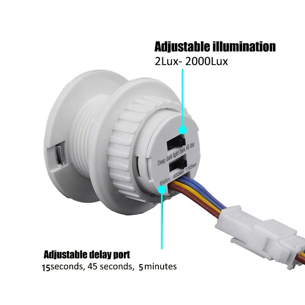 AC85-265V Double Adjustable Delay PIR Sensor Detector Smart Switch LED PIR Infrared Motion Sensor Auto Switch Light Strip Switch