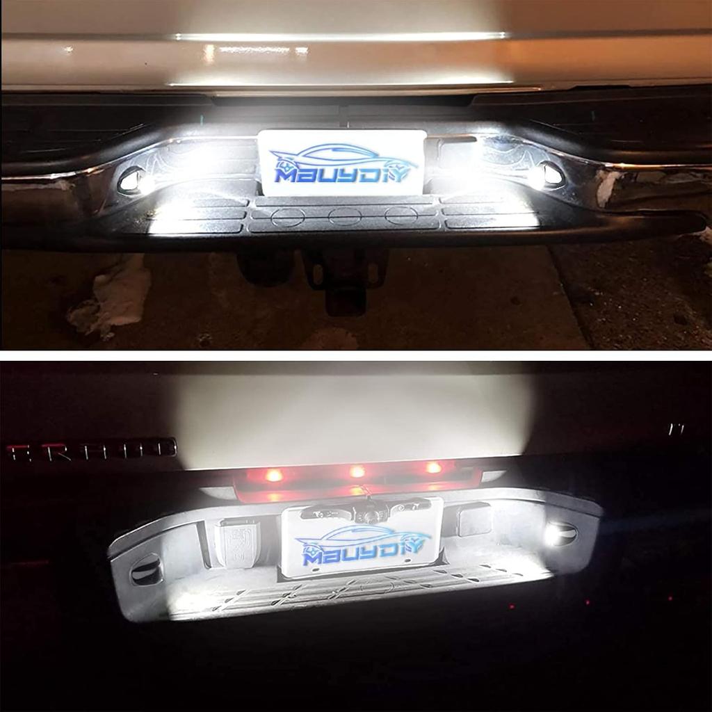 LED License Plate Light Lamp Assembly Chrome Housing Compatible With 1999-2013 Chevy Silverado GMC Sierra Suburban Avalanche Tahoe Yukon 6000K White,