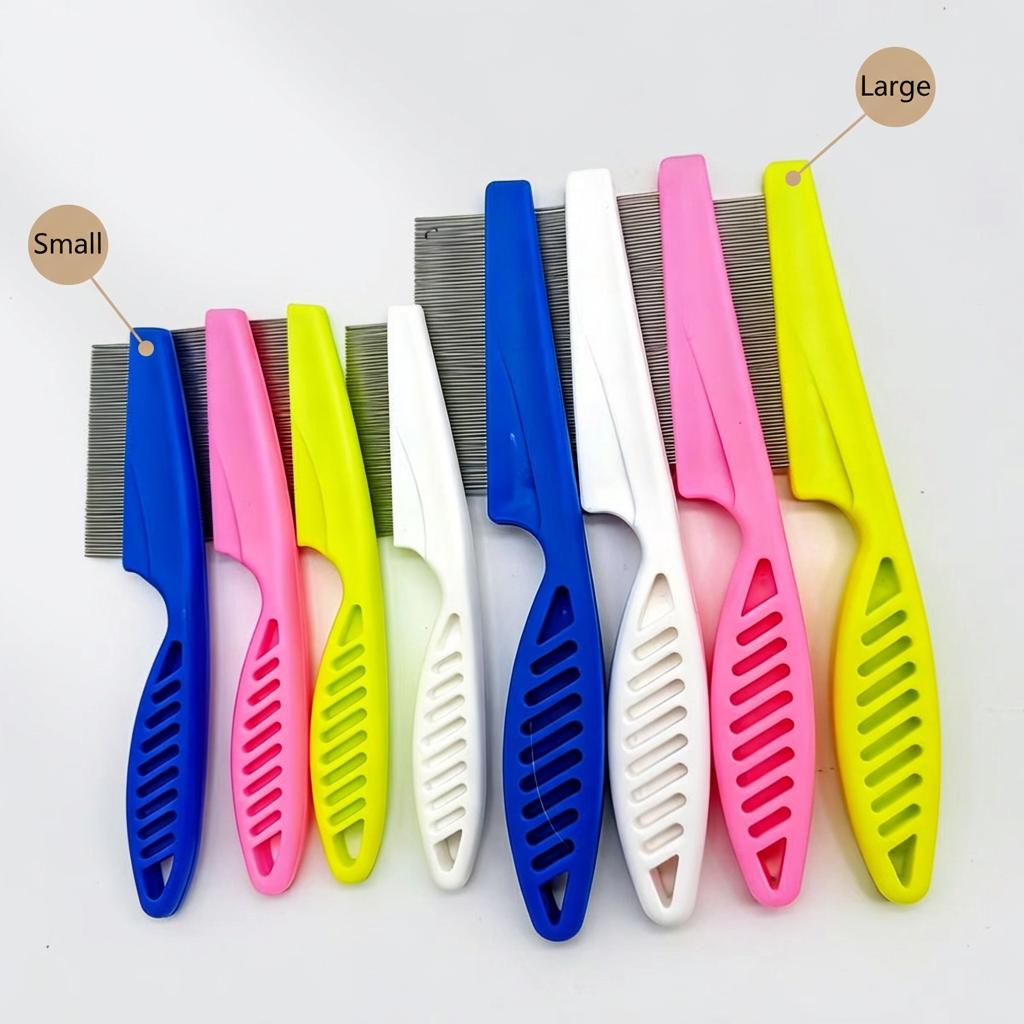 2in 1 Customization Logo Rust Proof Soft Safe Stainless Steel Plastic Flea Comb Removing Nits Head Lice Reusable Tool Easy Use