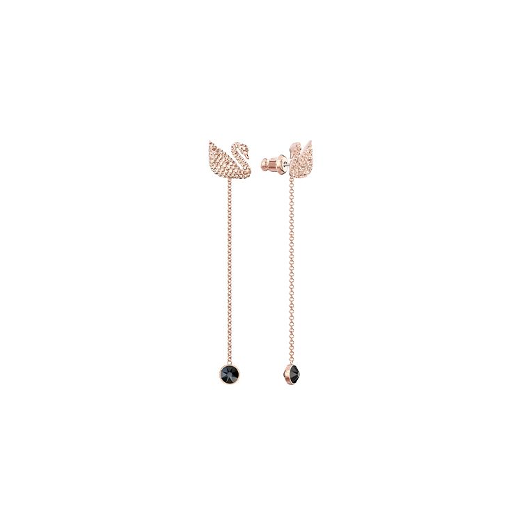

Swarovski Iconic Swan Two-Band Earrings Women earrings Rose-Gold 5373164 Box (Random Color)