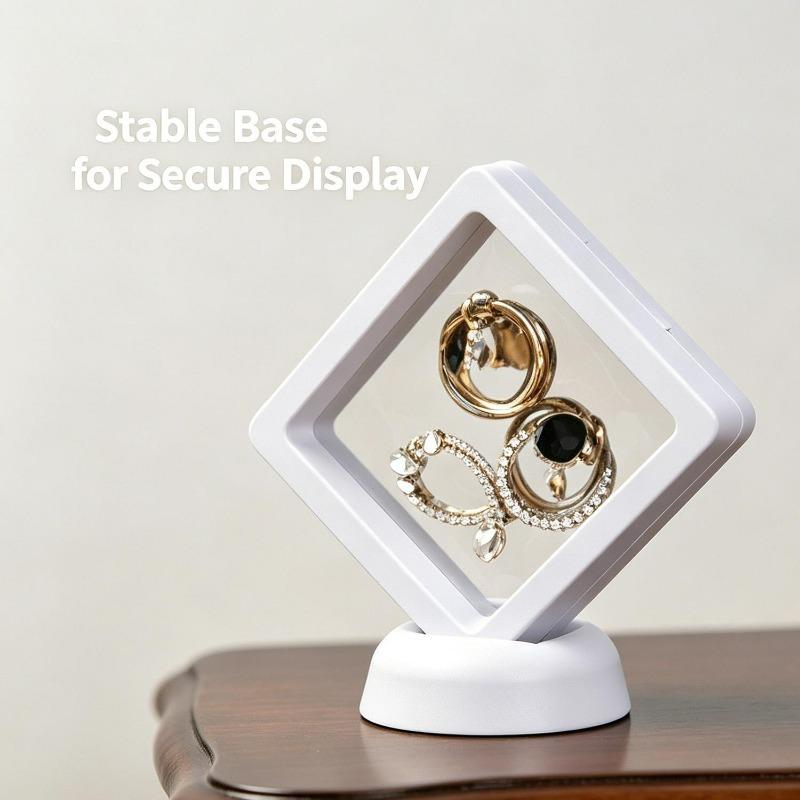 3D Floating Frame Display Case Transparent Film Storage Boxes PE Jewelry Decoration Container Rock Medals Shells Display Bases