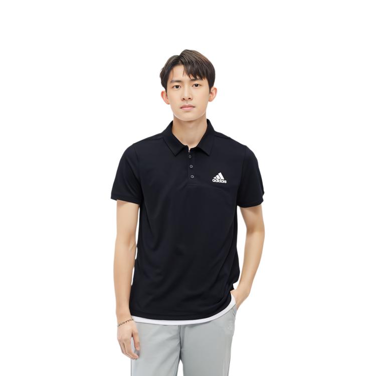 adidas Polo Shirts Men's Black Polo Collar Moderate Straight Fit GM2134