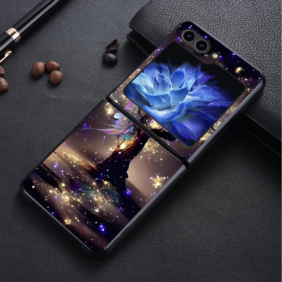 Cartoon Butterfly Pattern Back Phone Cover Funda Case for Samsung Galaxy Flip5 Flip4 Flip6 Flip7 FE Flip3 Z Flip 7 6 5 4 3