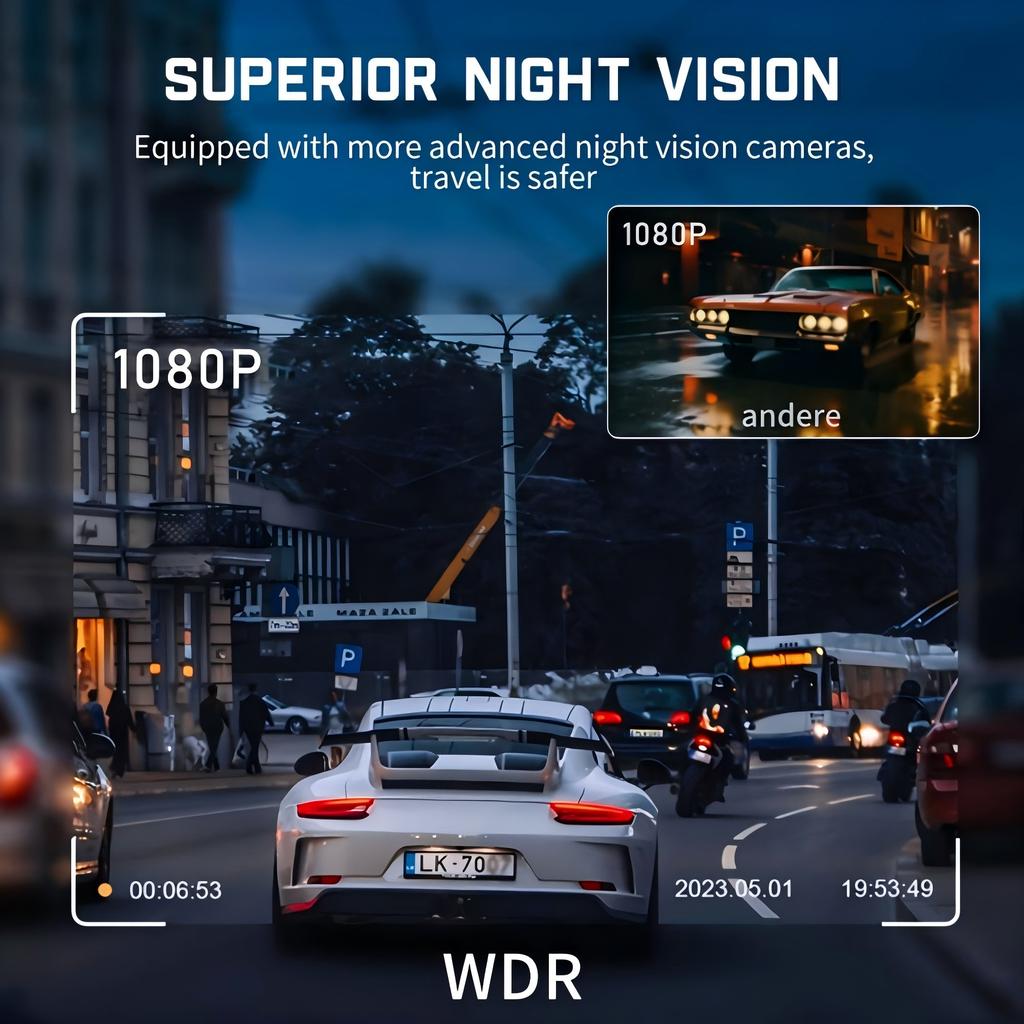 Car Dash Cam 4 Channel Black Box WiFi Driving Camera FHD 1080P Front Left Right Rear Night Vision Loop Recording Add Hardwirekit