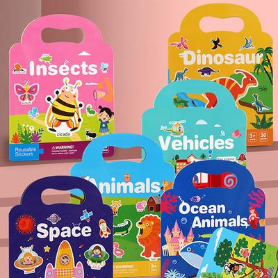 Reusable Bubble Sticker Book Set - 6 Themed Portable Activity Books Perfect for Kids' Imaginative Play and Fine Motor Skills