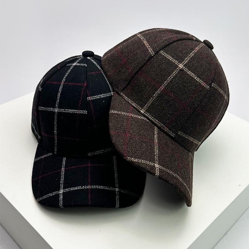 Baseball Cloth Woolen Color Contrast Use Multi Women Men Her Him For Fresh Winter Autumn Fall Caps Cotton Fashion Casual British Style Check Warm