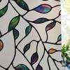 Colorful Leaf Pattern Glass Film Static Cling Vinyl Privacy Protection Sun-Blocking Reusable Removable Tint-Film For Home Office
