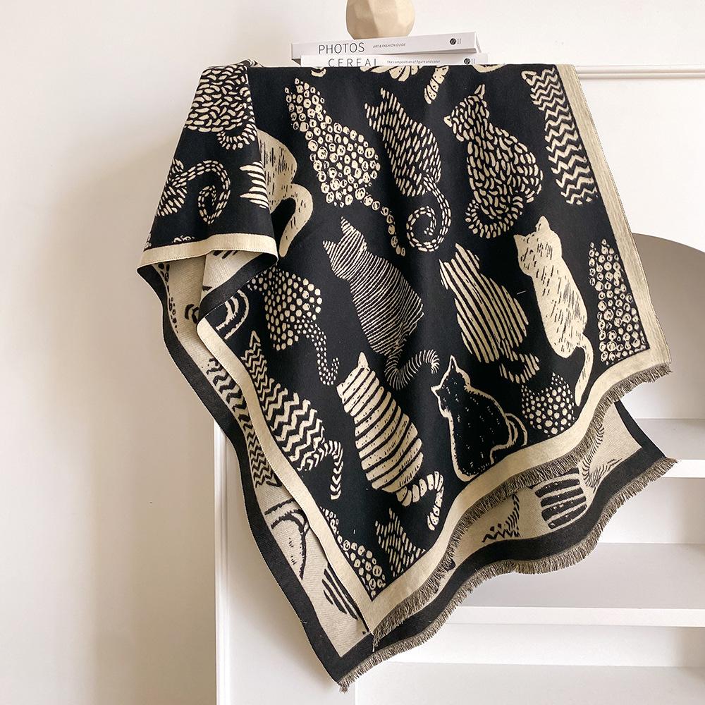 Atmospheric scarf Women s imitation cashmere high-end, outer shawl thickened warm scarf dual-purpose light luxury high-end 185*65cm