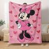 1pc Flannel Minnie Mouse Pink Heart Print Throw Blanket