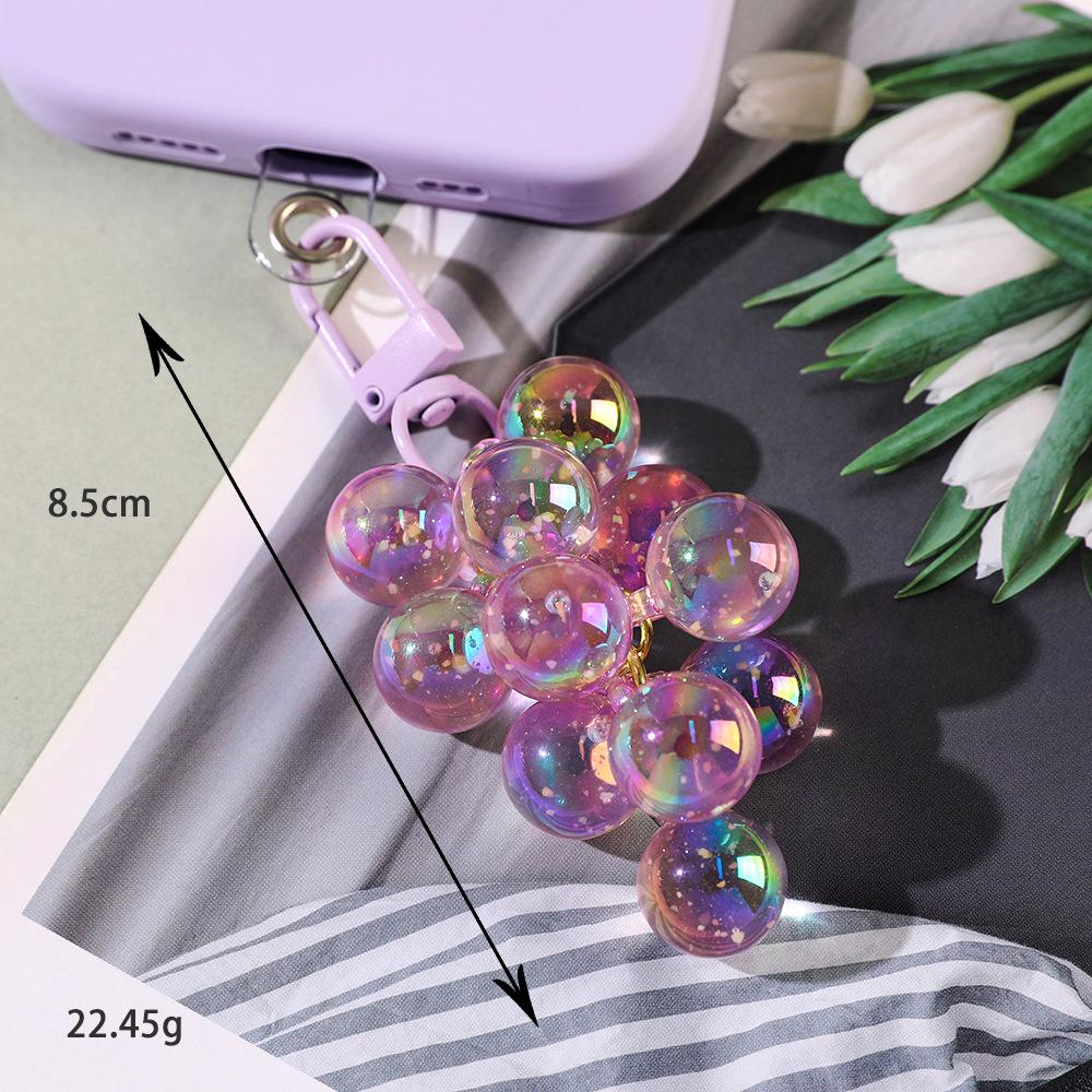 Colorful Bubble Bead Car Keychain: Fresh Grape String Pendant Accessory сливовый/розовый