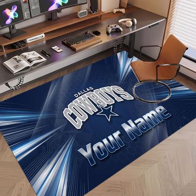 Custom Rug Dallas Cowboys Pattern Print Name Text Soft Non‑Slip Floor Carpet for Home Indoor Decoration