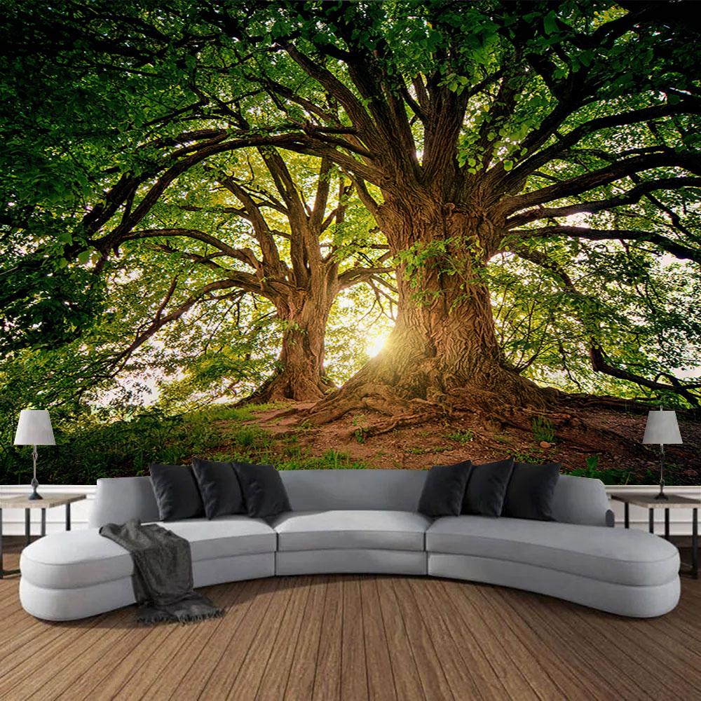 Frumoasă pădure naturală imprimată tapiserie mare de perete ieftină hippie agățată tapiserii de perete boeme decor mandala de perete