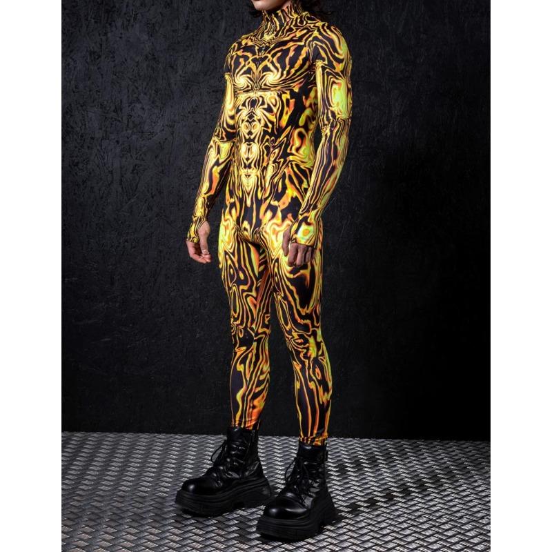 Unisex Cyber Punk 3D Digital Printing Halloween Party Role Play Outfit Women Men Cosplay Costume Carnival Jumpsuit