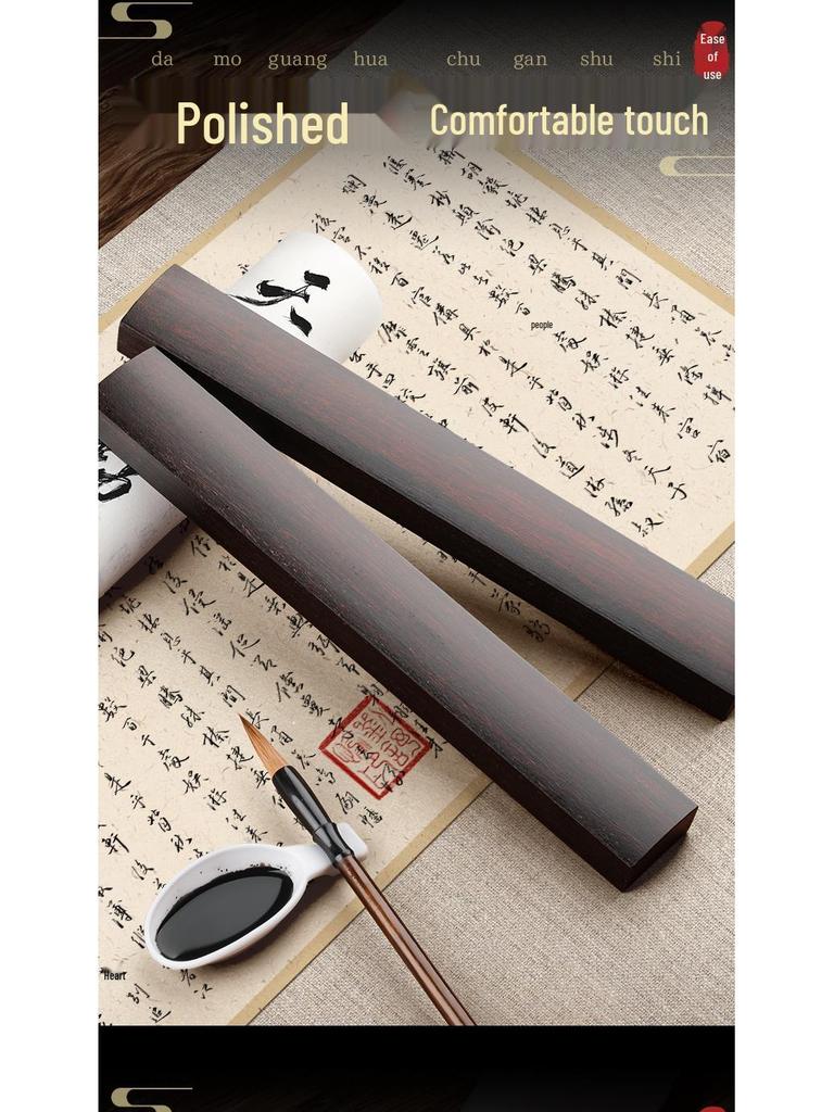 Black Catalpa Wood Paperweight Pair - Solid Wood Paper Holders with 30cm Ruler for Students and Beginners