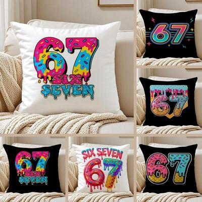 Funny 67 Six Seven Cushion Cover Pillowcase Ultra Soft Skin Friendly Fabric Cloud Like Comfort  Concealed Zipper