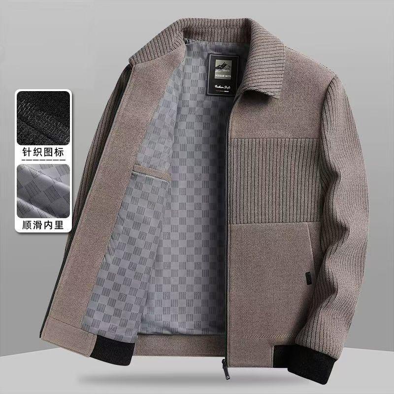 Spring and Autumn New Dad Jacket Medium and Old Jacket Men's Middle-aged Men's Loose Lapel Chenier Casual Jacket