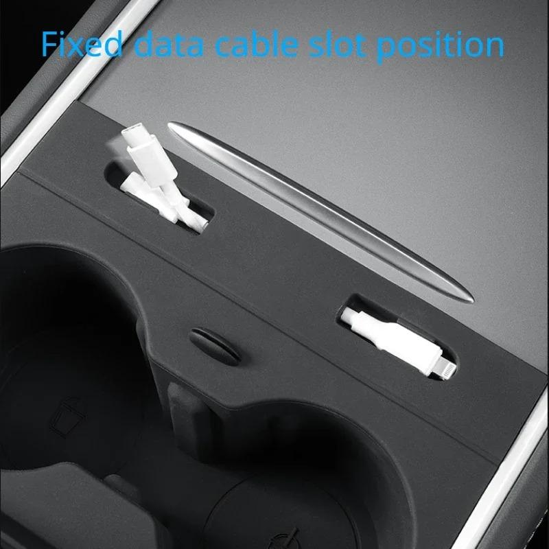 Water Cup Box for Tesla Model 3 Y 2025-2025 Central Control Multifunctional Silicone Water Cup Limiter Car Cup Holder Decoration