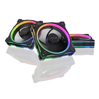 ASUS Prime MR120 ARGB Lüfter, PC Gehäuselüfter mit beidseitiger Rahmenbeleuchtung, 28mm Dicke, 3-in-1 Schwarz, Offiziell in Japan lizenziert