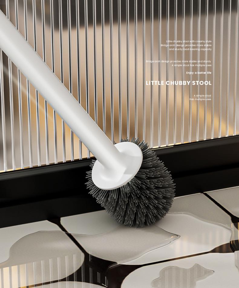 Wall-Mounted Bathroom Toilet Brush Set with Long Handle and Base - New Model for Efficient Cleaning