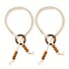 2Pcs Adjustable Drawstring Design Vintage Natural Wood Curtain Tiebacks - Elegant Window Decor for Living Room Bedroom - Standard & Sheer Curtains