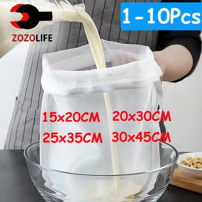 1/10 Stück 100 Mesh Sojamilch Nylon Filterbeutel Nussmilchbeutel Netz Joghurt Tee Kaffee Öl Lebensmittel Presse Filtersiebe Mesh Siebbeutel
