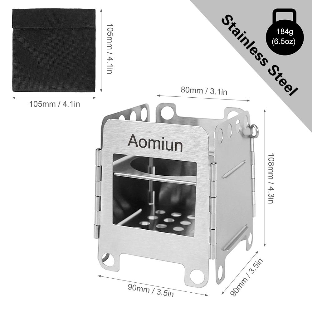 Portable Stainless Steel Camping Stove Lightweight Folding Wood Stove Pocket Stove Outdoor Camping Cooking Picnic