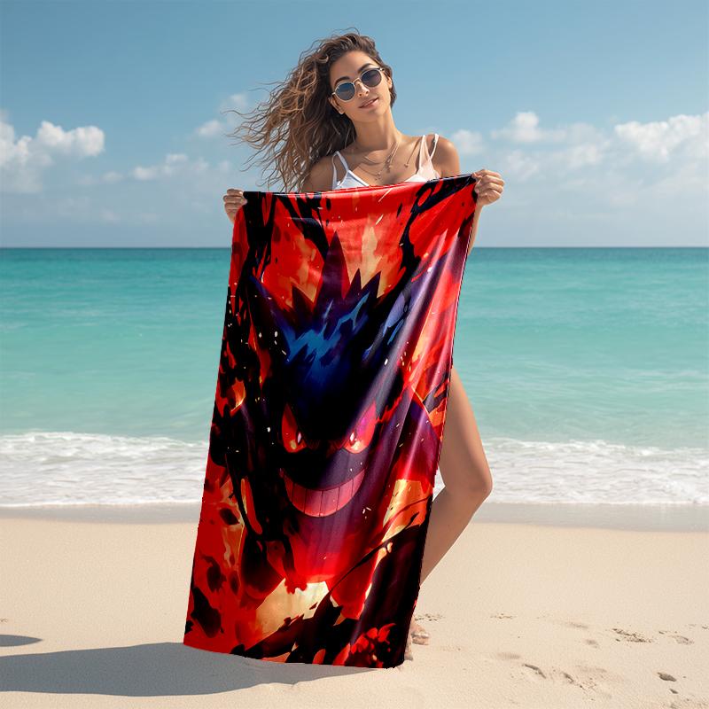 Beach Towel with Pokémon Gengar Pattern - soft,absorbent,machine washable Lightweight&Modern,swimming,Travel Essentials