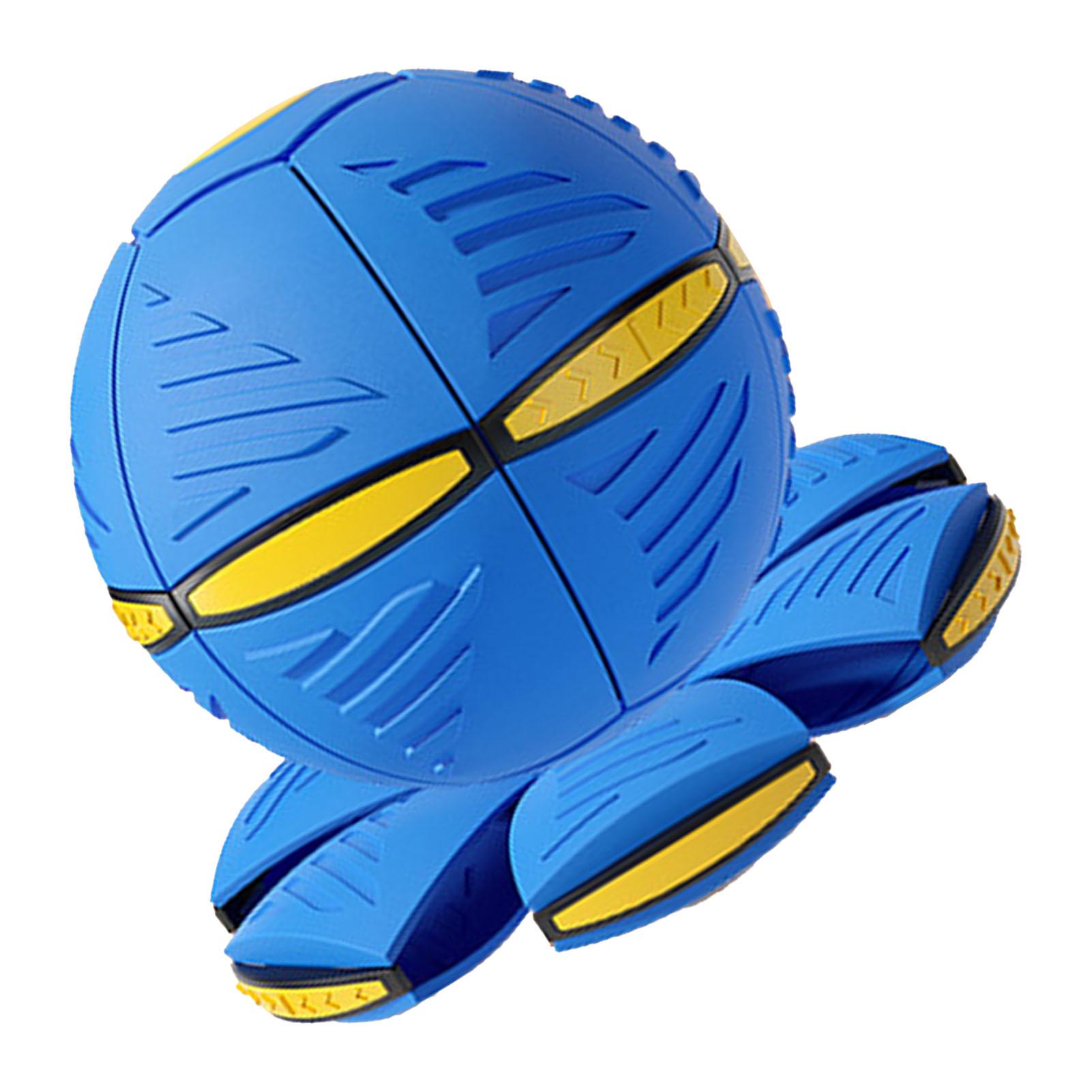

Flying Saucer Ball Magic Deformation Ball with Light Decompression Flying Flat Throw Disc Balls Parent Child Blue синий