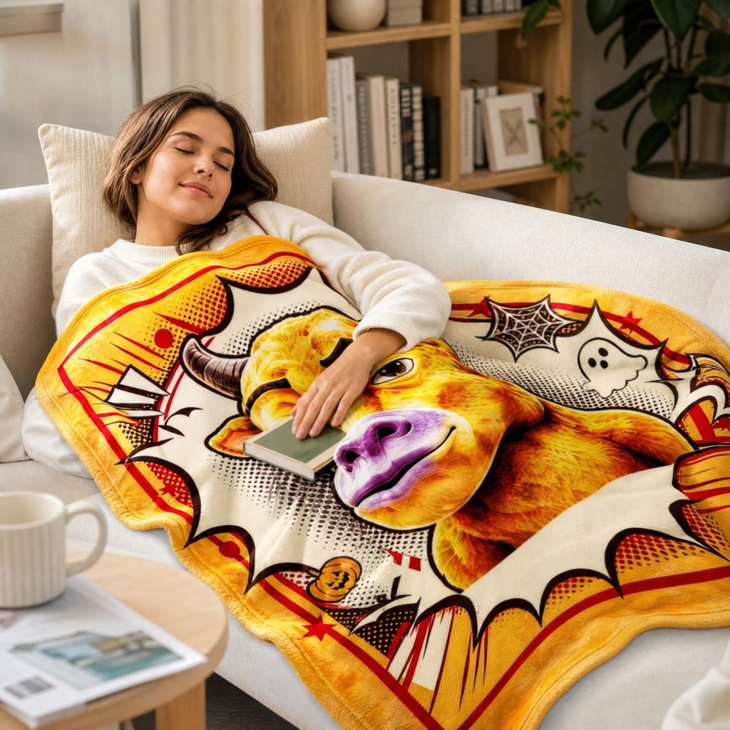 Flannel Throw Blanket 130150 cm Creative Print Soft Cozy for Bed, Sofa, Travel