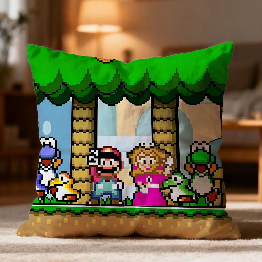 Ssuper Cute Style Marios Cushion Cover Soft Washable Pillow Case Multi-Scene For Couch Bed Travel Office Use