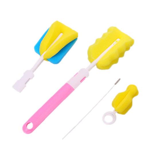 4Pcs/Set Sponge Newborn Baby Milk Bottle Pacifier Spout Tube Clean Brush Tool