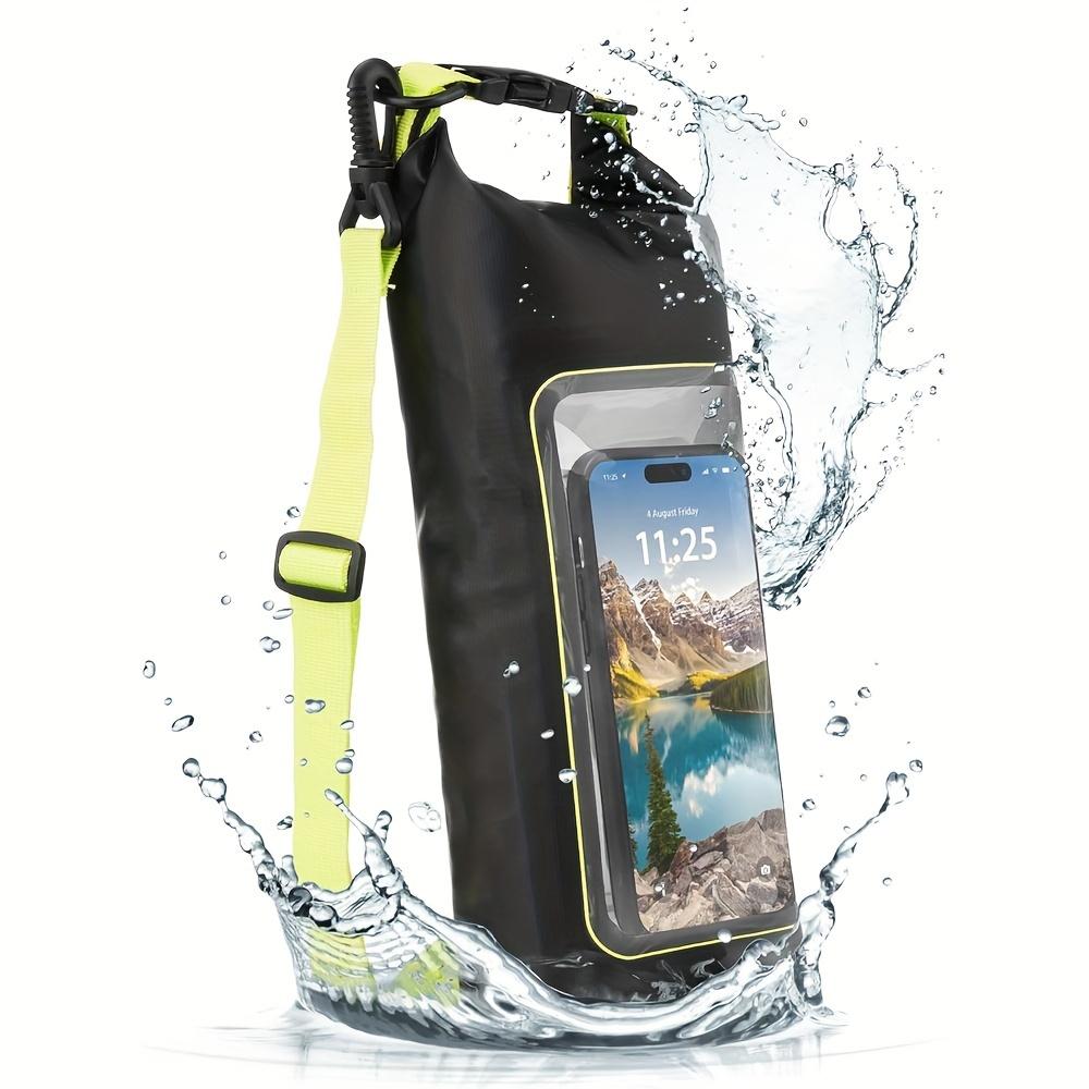 

Водонепроницаемый сухой мешок - Водонепроницаемый рюкзак с ролл-топом с чехлом/карманом для телефона - Аксессуары для лодок и каяков 2 L чёрный