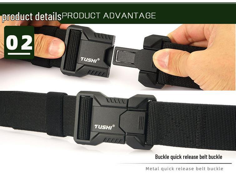 Men's Tactical Quick Release Stretch Belt with Aluminum Buckle for Outdoor and Casual Wear