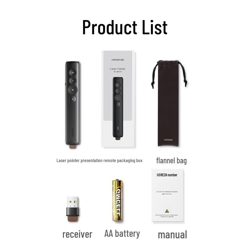 UGREEN Wireless Presenter with Red Laser Pointer