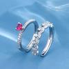 French Romantic Lace Single Row Red Corundum Love Ring High End Combination Stacked Ring Row Diamond Tail Ring Ring